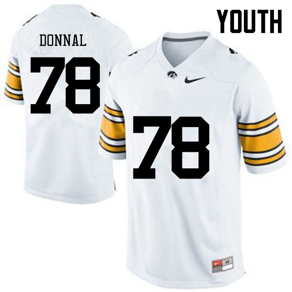 Youth Iowa Hawkeyes #78 Andrew Donnal College Football Jerseys-White